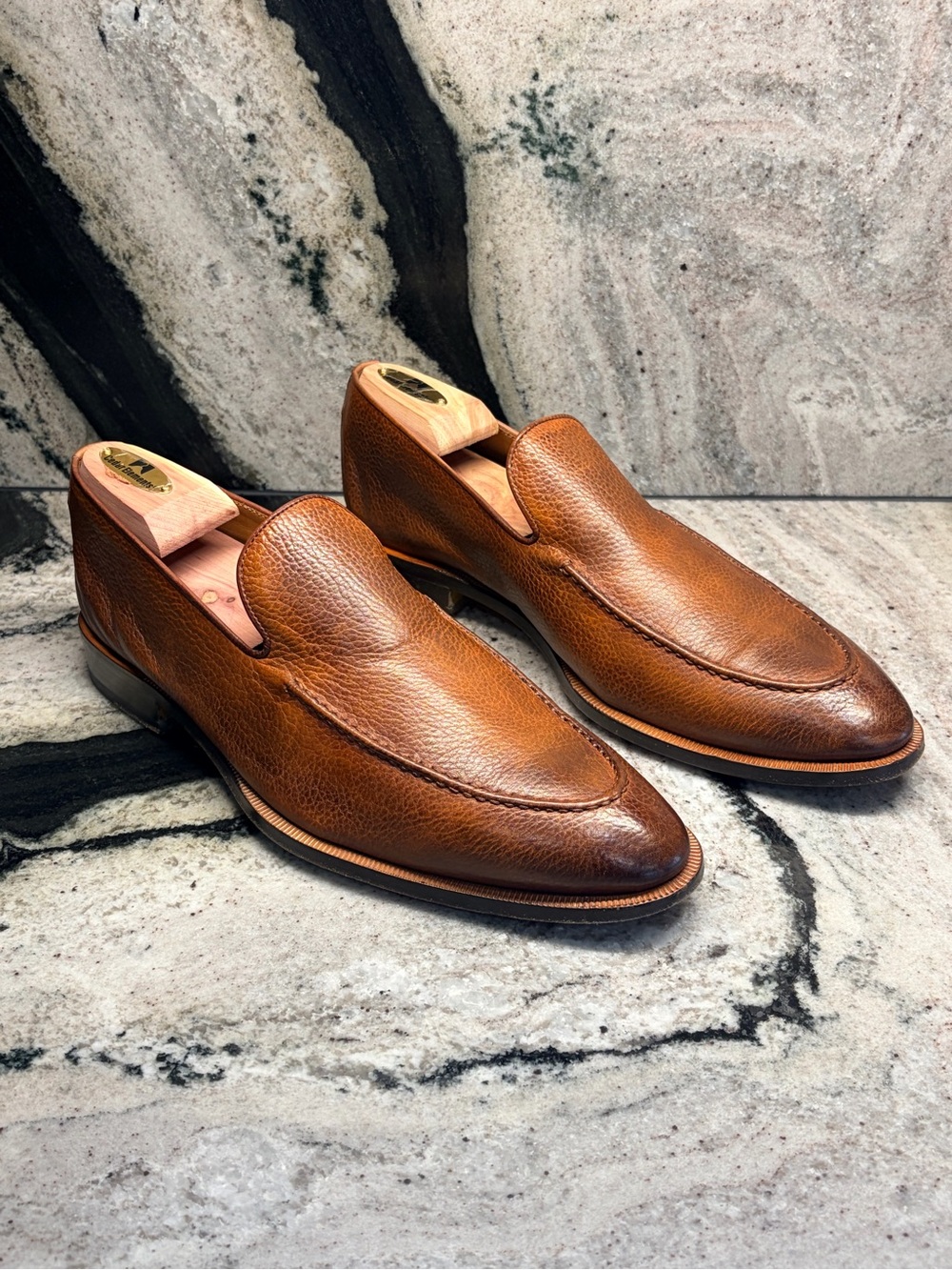 Di Bianco Men’s 9.5 Brown Calf Leather Loafers Made Italy Hand Finished